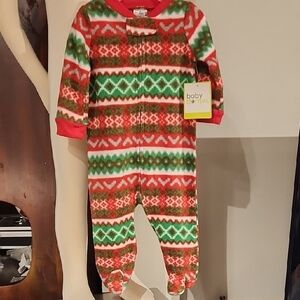 Baby Starters NEW BOYS Red and Green Holiday FLEECE Onesie